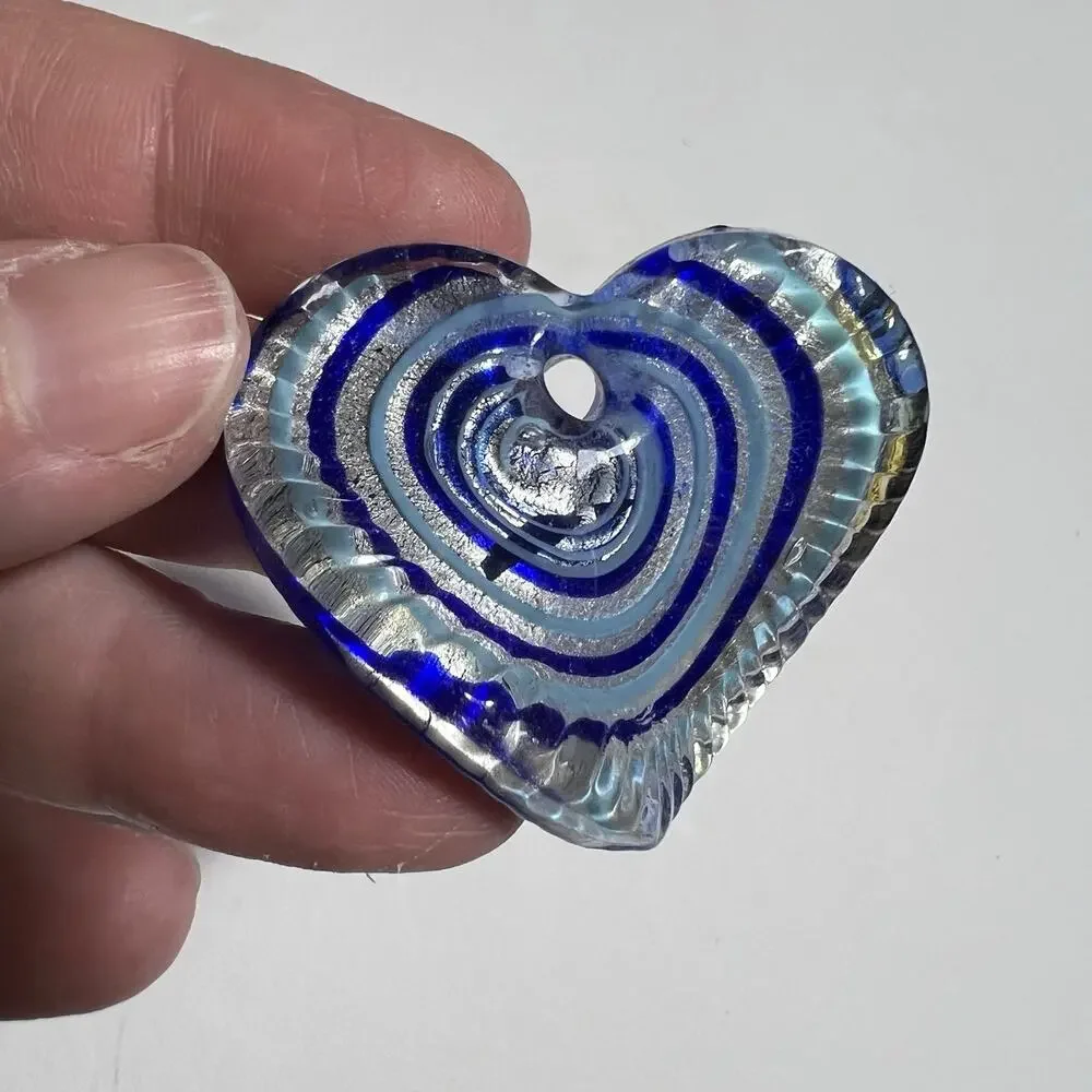 Blue Moon Beads Bead Bazaar Blue Glass Heart Pendant Murano Style Jewelry Making